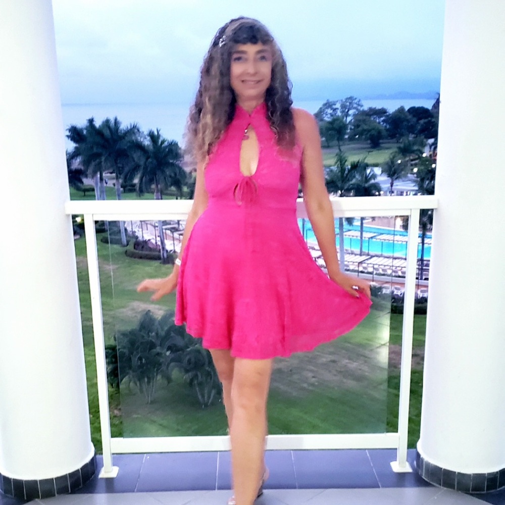 Pink Lace Cut Out  Beautiful Dress